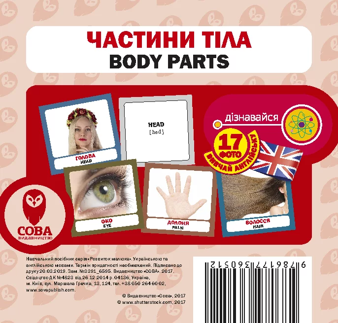Частини тіла. 17 карток англійською Частини тіла. 17 карток англійською - Vivat